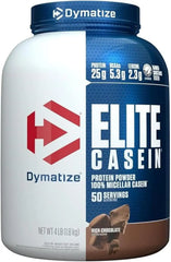 Dymatize Elite Casein Protein Powder, Chocolate, 100% Micellar Casein, 25g Protein, 5.4g BCAAs, 2.3g Leucine, Slow Absorbing for Overnight Muscle Recovery, 4 lb (50 Servings)