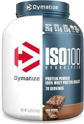 Dymatize ISO100 Protein Powder, 100% Whey Isolate, Fudge Brownie | 25g Protein, Hydrolyzed, Fast-Absorbing, Supports Muscle Health, 5.5g BCAAs, Gluten-Free, 70 Servings, 5 lb