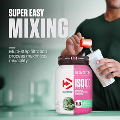 Dymatize ISO100 Protein Powder, 100% Whey Isolate, Mint Chocolate Chip | 25g Protein, Hydrolyzed, Fast-Absorbing, Supports Muscle Health, 5.5g BCAAs, Gluten-Free, 20 Servings, 1.4 lb
