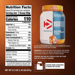Dymatize ISO100 Protein Powder, 100% Whey Isolate, Salted Caramel | 25g Protein, Hydrolyzed, Fast-Absorbing, Supports Muscle Health, 5.5g BCAAs, Gluten-Free, 20 Servings, 1.3 lb