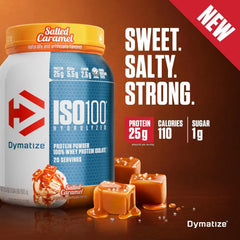 Dymatize ISO100 Protein Powder, 100% Whey Isolate, Salted Caramel | 25g Protein, Hydrolyzed, Fast-Absorbing, Supports Muscle Health, 5.5g BCAAs, Gluten-Free, 20 Servings, 1.3 lb