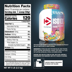 Dymatize ISO100 Protein Powder, 100% Whey Isolate, Birthday Cake | 25g Protein, Hydrolyzed, Fast-Absorbing, Supports Muscle Health, 5.5g BCAAs, Gluten-Free, 75 Servings, 5 lb