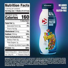 Dymatize Performance Protein Shake, Fruity Pebbles, 30g Protein, 6.1g BCAA for Muscle Recovery, No Added Sugar, Low Fat, 24 Vitamins & Minerals, Gluten-Free, Ready to Drink, On-the-Go Snack, 11.5 fl oz, 15 pack