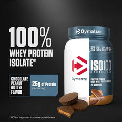 Dymatize ISO100 Protein Powder, 100% Whey Isolate, Chocolate Peanut Butter | 25g Protein, Hydrolyzed, Fast-Absorbing, Supports Muscle Health, 5.5g BCAAs, Gluten-Free, 20 Servings, 1.4 lb