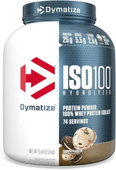 Dymatize ISO100 Protein Powder, 100% Whey Isolate, Cookies & Cream | 25g Protein, Hydrolyzed, Fast-Absorbing, Supports Muscle Health, 5.5g BCAAs, Gluten-Free, 74 Servings, 5 lb