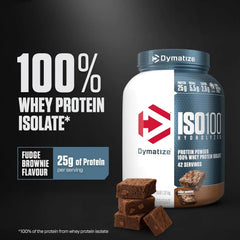 Dymatize ISO100 Protein Powder, 100% Whey Isolate, Fudge Brownie | 25g Protein, Hydrolyzed, Fast-Absorbing, Supports Muscle Health, 5.5g BCAAs, Gluten-Free, 42 Servings, 3 lb