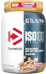 Dymatize ISO100 Protein Powder, 100% Whey Isolate, Cinnamon Cereal | 25g Protein, Hydrolyzed, Fast-Absorbing, Supports Muscle Health, 5.5g BCAAs, Gluten-Free, 20 Servings, 1.3 lb