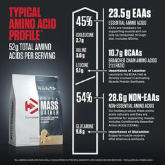 Dymatize Super Mass Gainer Protein Powder, Gourmet Vanilla, 52g Protein, 1g Creatine, 1280 Calories, 10.7g BCAAs, 245g Carbs, Contains Whey_Protein, Isolate, and Casein (16 Servings) (Pack of 2)