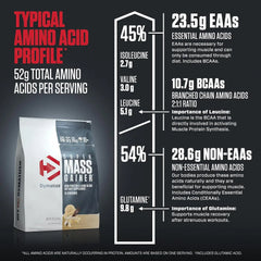 Dymatize Super Mass Gainer Protein Powder, Gourmet Vanilla, 52g Protein, 1g Creatine, 1280 Calories, 10.7g BCAAs, 245g Carbs, Contains Whey Protein, Isolate, and Casein (16 Servings)