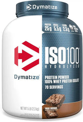 Dymatize ISO100 Protein Powder, 100% Whey Isolate, Fudge Brownie | 25g Protein, Hydrolyzed, Fast-Absorbing, Supports Muscle Health, 5.5g BCAAs, Gluten-Free, 70 Servings, 5 lb