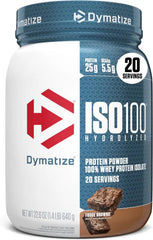 Dymatize ISO100 Protein Powder, 100% Whey Isolate, Fudge Brownie | 25g Protein, Hydrolyzed, Fast-Absorbing, Supports Muscle Health, 5.5g BCAAs, Gluten-Free, 20 Servings, 1.4 lb