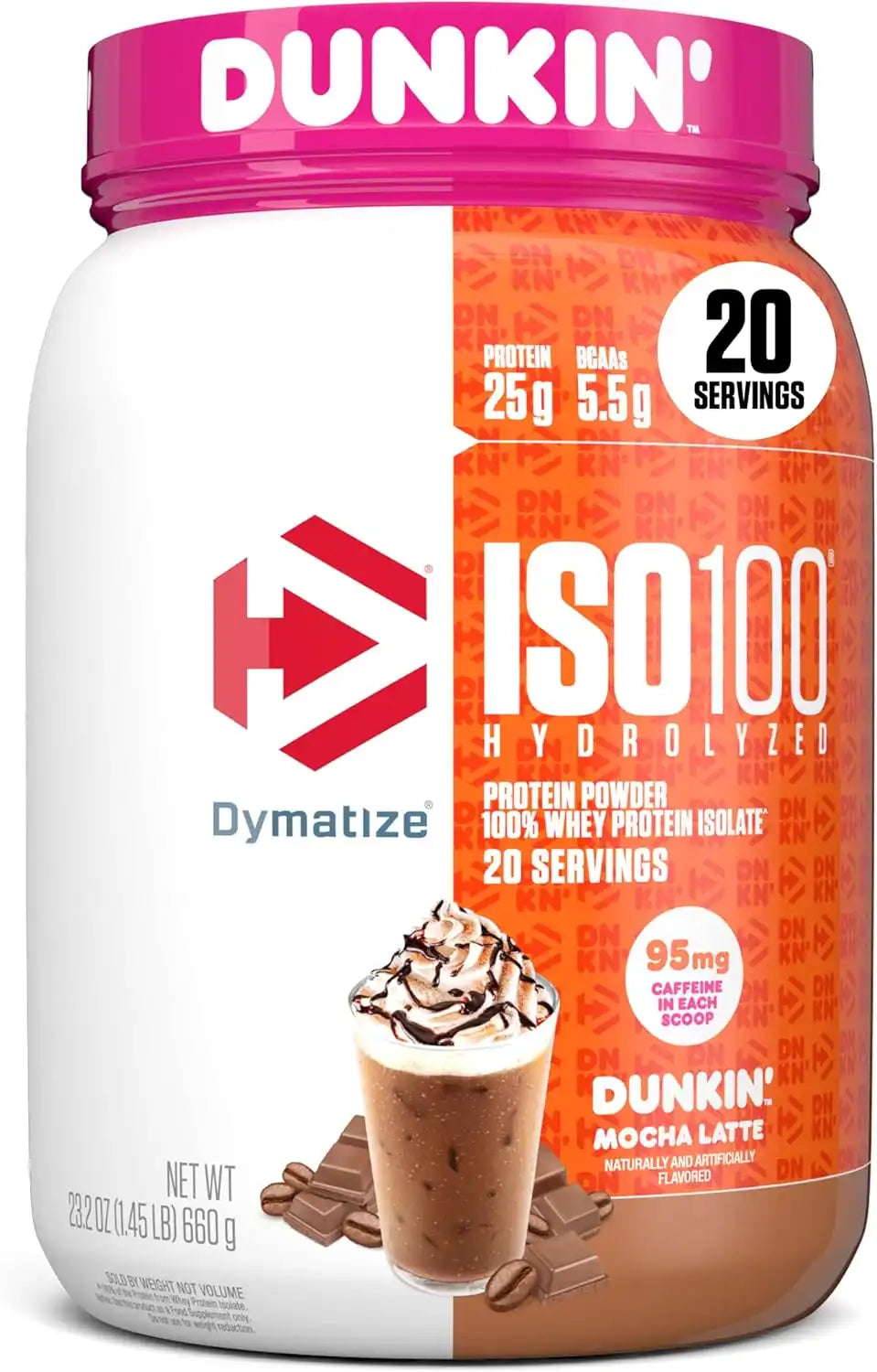Dymatize ISO100 Protein Powder +Energy, 100% Whey Isolate, Mocha Latte
