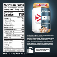 Dymatize ISO100 Protein Powder, 100% Whey Isolate, Cinnamon Cereal | 25g Protein, Hydrolyzed, Fast-Absorbing, Supports Muscle Health, 5.5g BCAAs, Gluten-Free, 20 Servings, 1.3 lb
