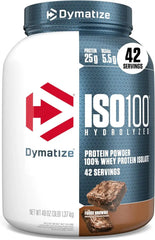 Dymatize ISO100 Protein Powder, 100% Whey Isolate, Fudge Brownie | 25g Protein, Hydrolyzed, Fast-Absorbing, Supports Muscle Health, 5.5g BCAAs, Gluten-Free, 42 Servings, 3 lb