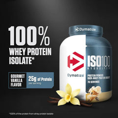 Dymatize ISO 100 Whey Protein Powder with 25g of Hydrolyzed 100% Whey Isolate, Vanilla 5 Pound, Package may vary