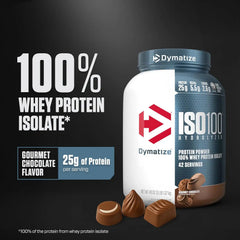 Dymatize ISO100 Protein Powder, 100% Whey Isolate, Gourmet Chocolate | 25g Protein, Hydrolyzed, Fast-Absorbing, Supports Muscle Health, 5.5g BCAAs, Gluten-Free, 42 Servings, 3 lb