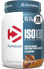 Dymatize ISO100 Protein Powder, 100% Whey Isolate, Chocolate Peanut Butter | 25g Protein, Hydrolyzed, Fast-Absorbing, Supports Muscle Health, 5.5g BCAAs, Gluten-Free, 20 Servings, 1.4 lb