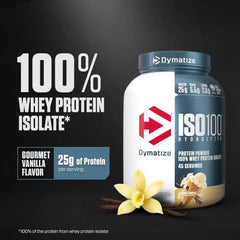 Dymatize ISO100 Protein Powder, 100% Whey Isolate, Gourmet Vanilla | 25g Protein, Hydrolyzed, Fast-Absorbing, Supports Muscle Health, 5.5g BCAAs, Gluten-Free, 45 Servings, 3 lb