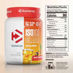 Dymatize ISO100 Clear Protein Powder, 100% Whey Isolate, Pineapple Passion | 20g Protein, Only 6 Ingredients, Supports Muscle Health, 4.9g BCAAs, Gluten-Free, 25 Servings, 1.4 lb