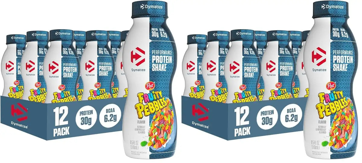 Dymatize Performance Protein Shake, Fruity Pebbles, 30g Protein, 6.2g BCAA for Muscle Recovery, No Added Sugar, Low Fat, 24 Vitamins and Minerals, Gluten-Free, Ready to Drink, 11.5fl oz (Pack of 24)